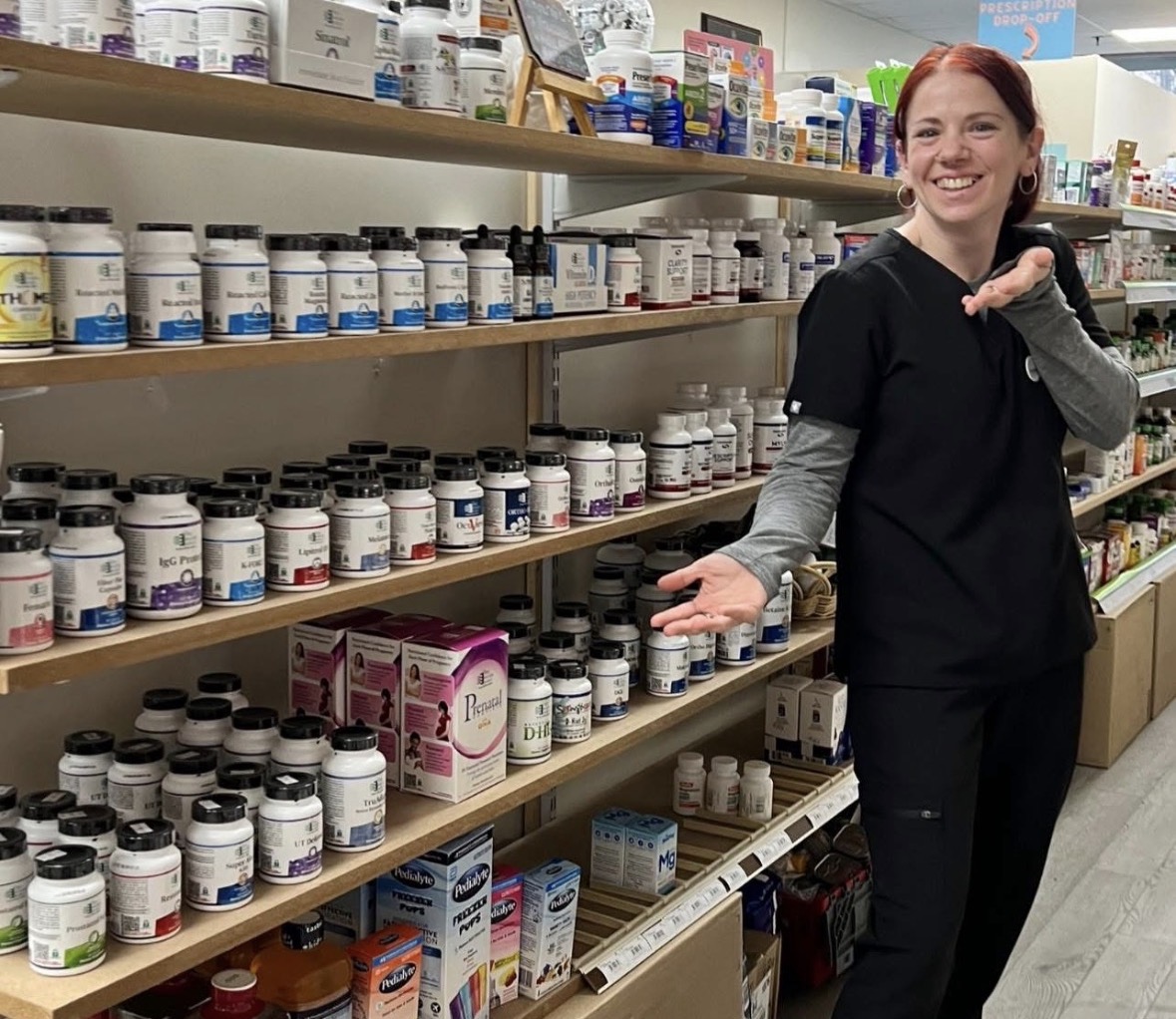A Parkway pharmacist consulting with an assisted living resident