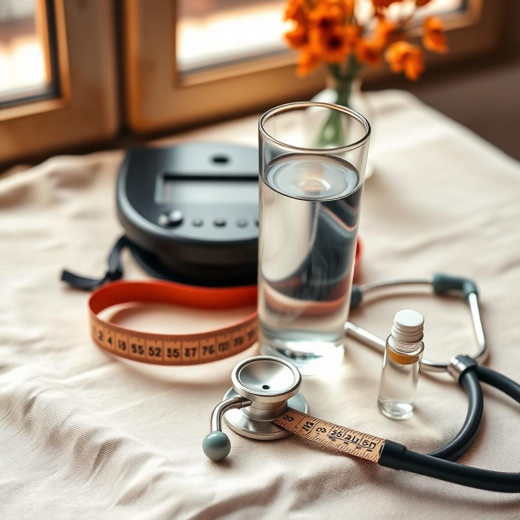 Metabolic health supplies on a warm linen surface